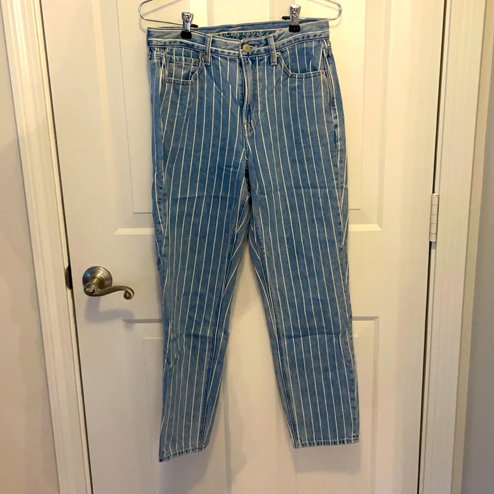 American Eagle Vertical Striped Mom Jeans